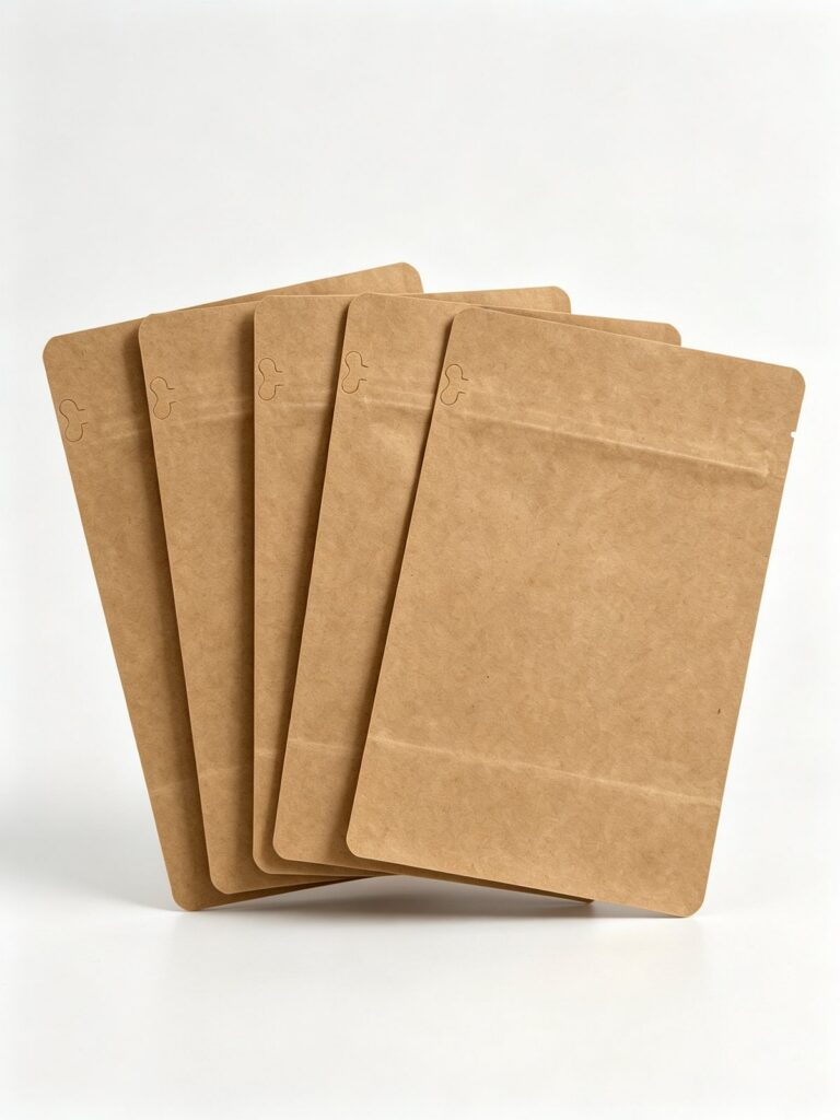 Natural Kraft Flat-Bottom Zipper Pouch (No Valve)