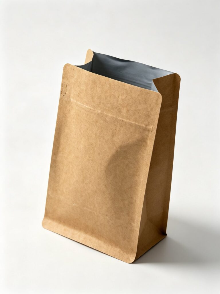 Natural Kraft Flat-Bottom Zipper Pouch (No Valve)