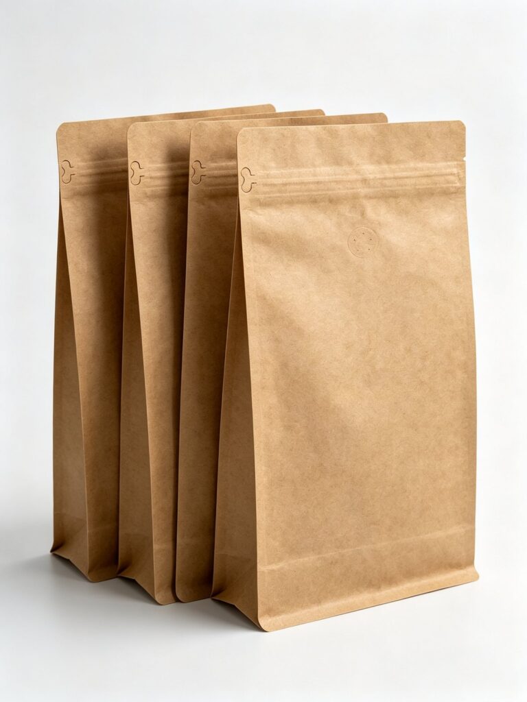Kraft Flat-Bottom Coffee Bag (with One-Way Valve)