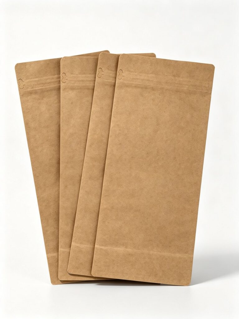 Kraft Flat-Bottom Coffee Bag (with One-Way Valve)