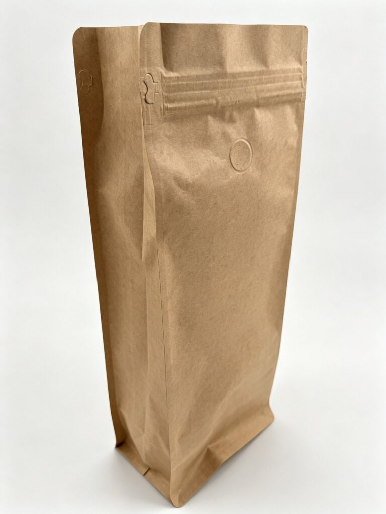 Kraft Flat-Bottom Coffee Bag (with One-Way Valve)