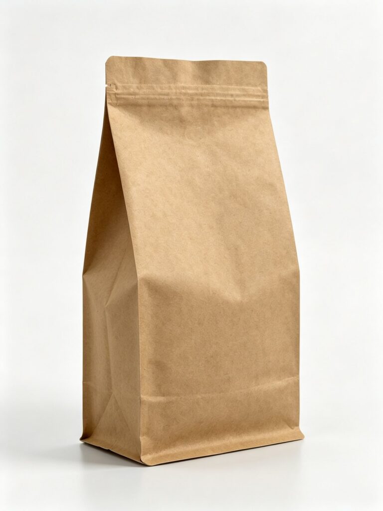 Kraft Flat-Bottom Coffee Bag (with One-Way Valve)