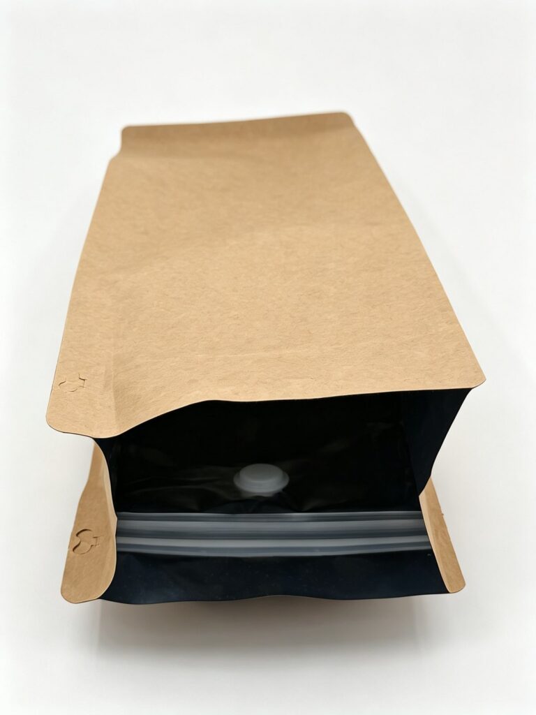 Kraft Flat-Bottom Coffee Bag (with One-Way Valve)