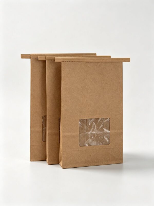 Kraft Window Tin-Tie Stand-Up Bag