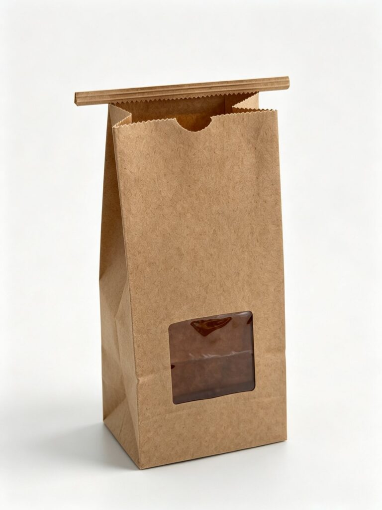 Kraft Window Tin-Tie Stand-Up Bag